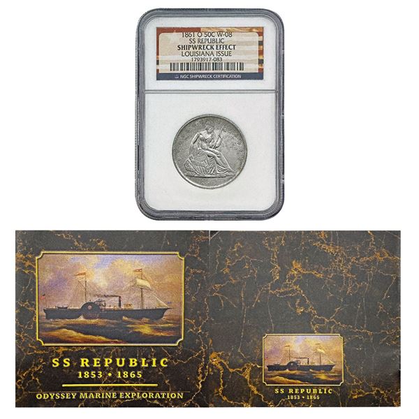 1861-O Seated Liberty Half Dollar NGC Shipwreck Effect SS Republic
