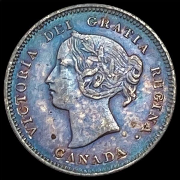 1901 Toned Canada 5 Cent Silver CLOSELY UNCIRCULATED