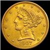 Image 1 : 1907 $5 Gold Half Eagle CHOICE BU