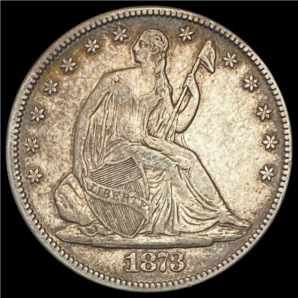 1873 No Arrows Seated Liberty Half Dollar CLOSELY UNCIRCULATED