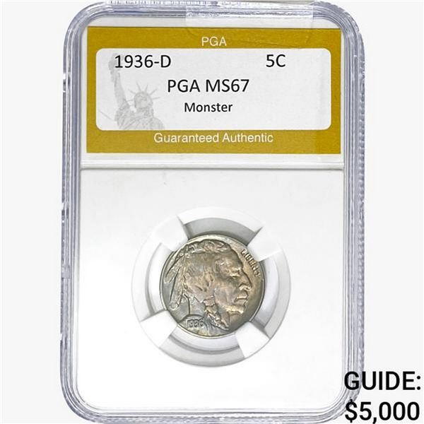 1936-D Buffalo Nickel PGA MS67 MONSTER