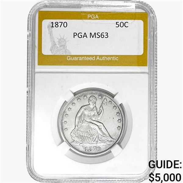 1870 Seated Liberty Half Dollar PGA MS63