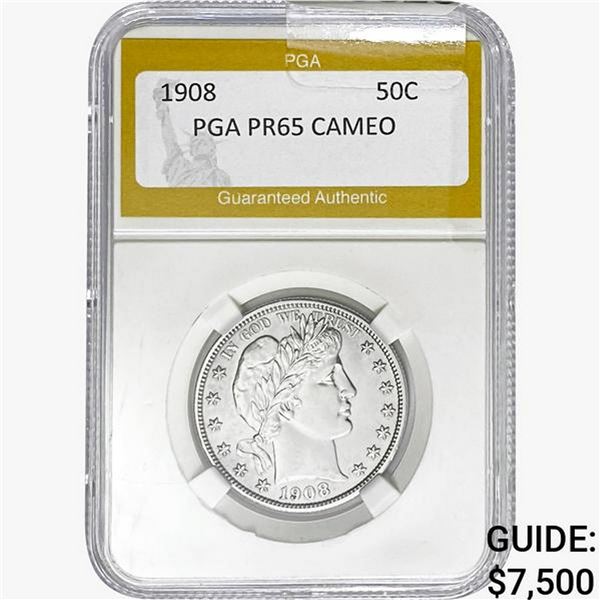 1908 Barber Half Dollar PGA PR65 CAMEO