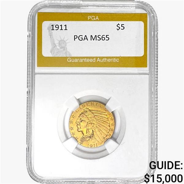 1911 $5 Gold Half Eagle PGA MS65