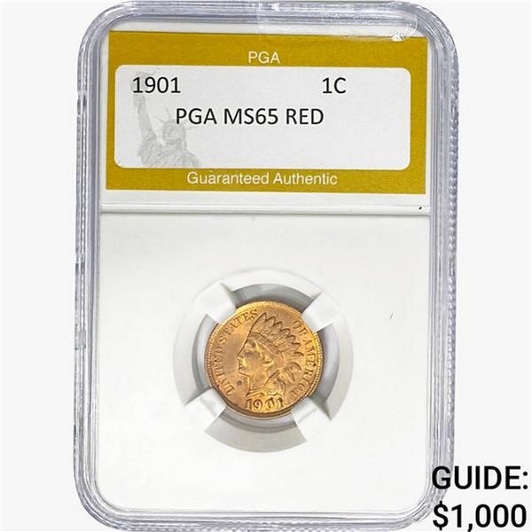 1901 Indian Head Cent PGA MS65 RED