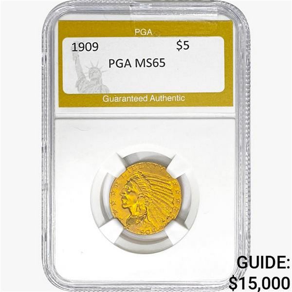 1909 $5 Gold Half Eagle PGA MS65