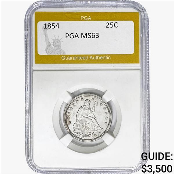 1854 Seated Liberty Quarter PGA MS63
