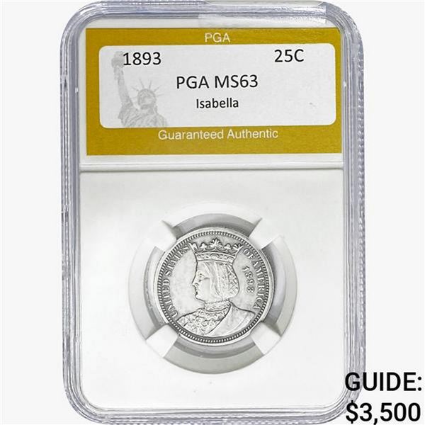 1893 Isabella Silver Quarter PGA MS63
