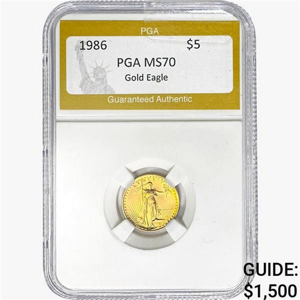 1986 $5 Gold Eagle 1/10 oz PGA MS70