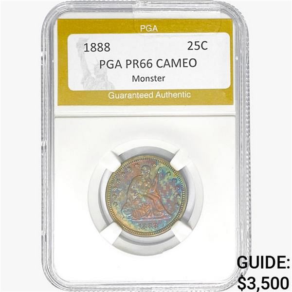 1888 Seated Liberty Quarter PGA PR66 CAMEO MONSTE