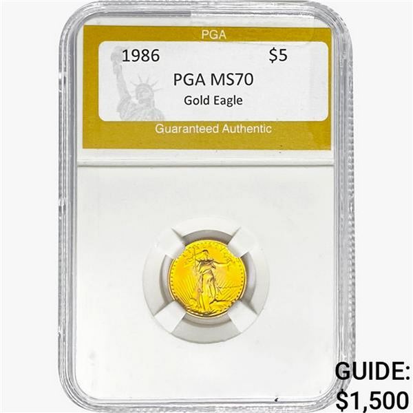 1986 $5 Gold Eagle 1/10 oz PGA MS70