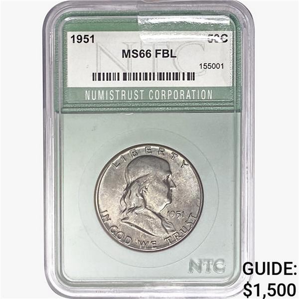 1951 Franklin Half Dollar NTC MS66 FBL