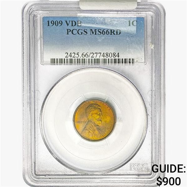 1909 VDB Wheat Cent PCGS MS66 RD