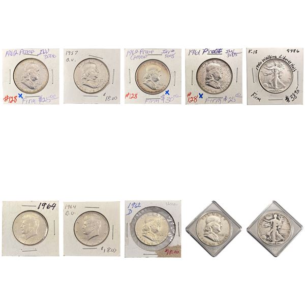 1934-1964 US 90% Silver Half Dollar Lot [10 Coins]