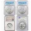 Image 1 : 2014-2017 US Silver Eagle and Australia WT Eagles Lot [4 Coins] PCGS/ICG/NGC MS/PF69/70