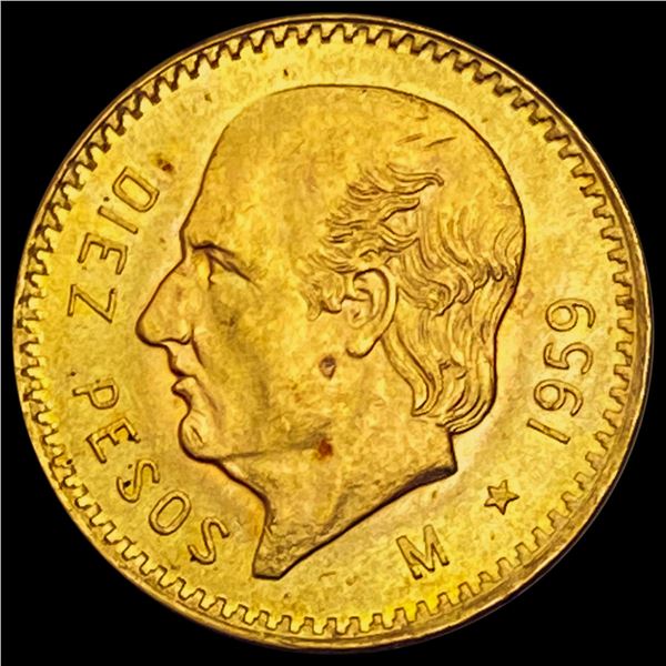 1959 Mexico Gold 10 Pesos 0.2411oz UNCIRCULATED