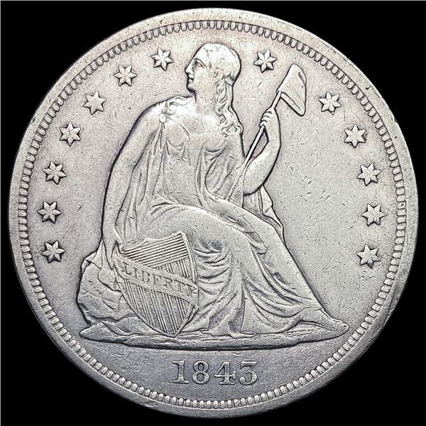 1843 Seated Liberty Dollar NEARLY UNCIRCULATED