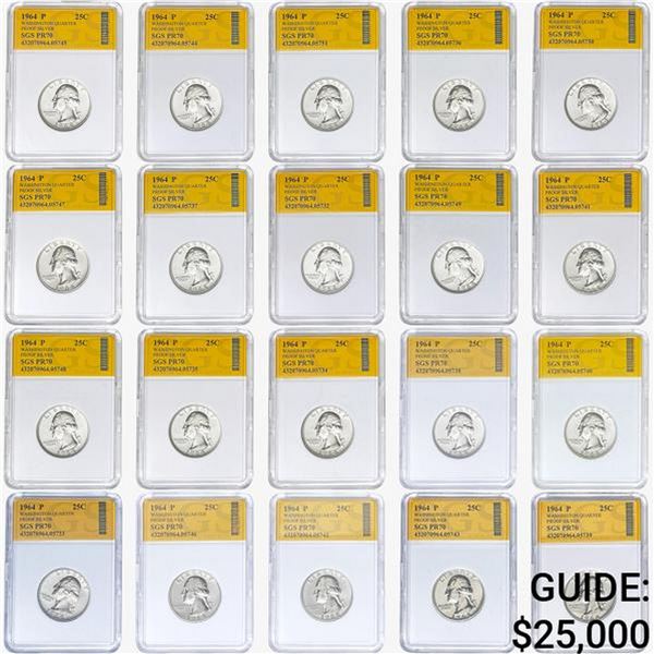 [20] 1964 Washington Silver Quarter SGS PR70