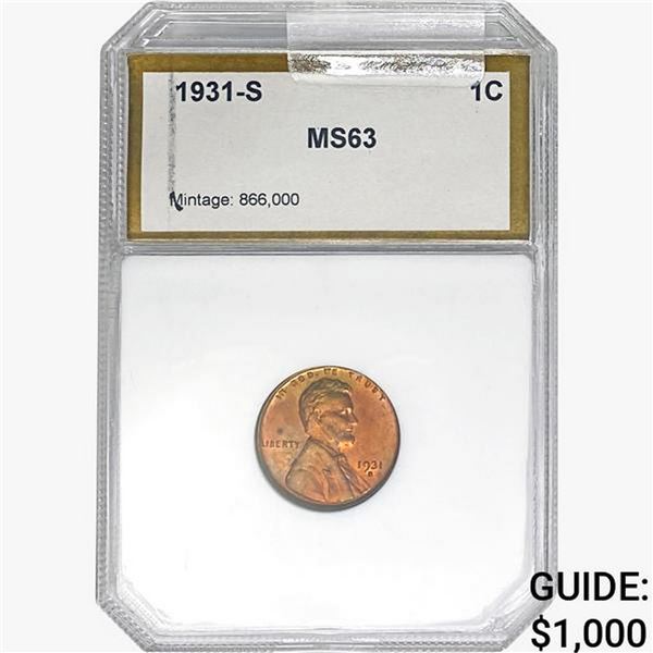 1931-S Wheat Cent PCI MS63