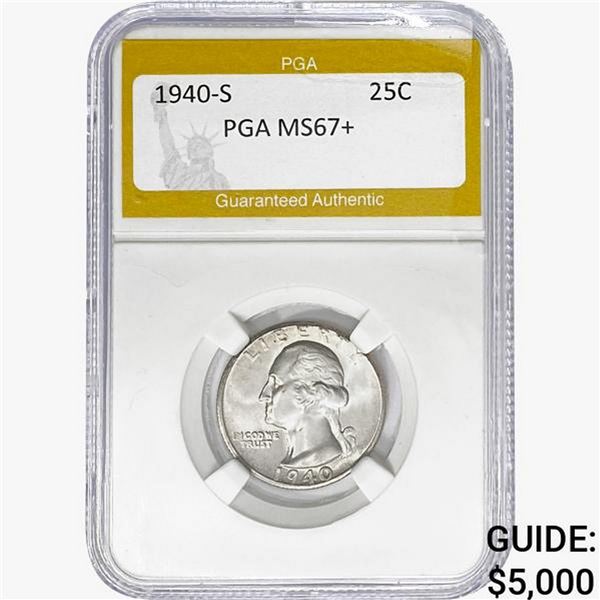 1940-S Washington Silver Quarter PGA MS67+
