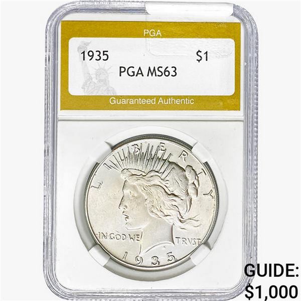 1935 Silver Peace Dollar PGA MS63