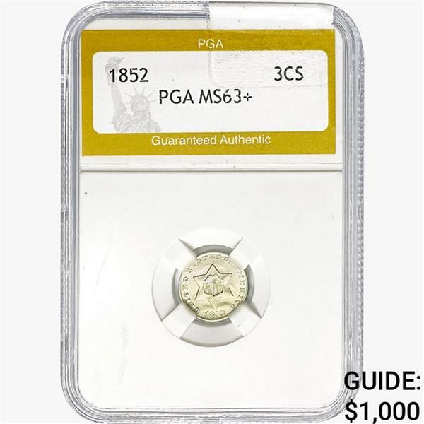 1852 Silver Three Cent PGA MS63+