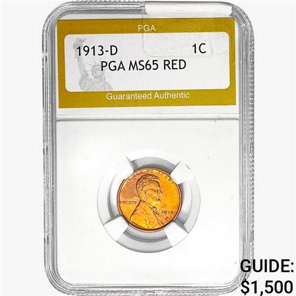 1913-D Wheat Cent PGA MS65 RED