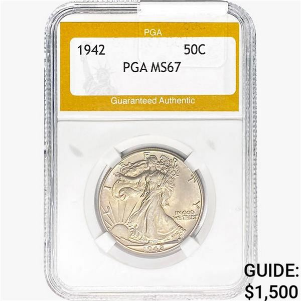 1942 Walking Liberty Half Dollar PGA MS67
