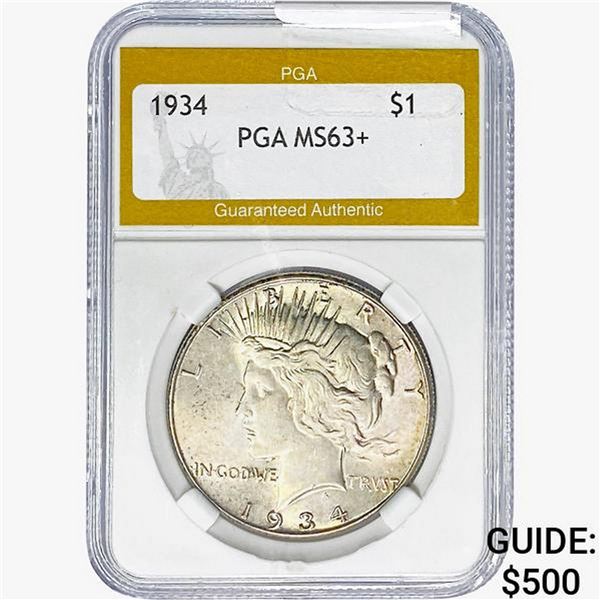 1934 Silver Peace Dollar PGA MS63+