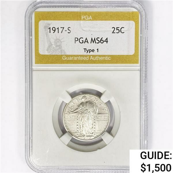 1917-S Standing Liberty Quarter PGA MS64 Ty-1