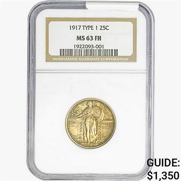 1917 T1 Standing Liberty Quarter NGC MS63 FH
