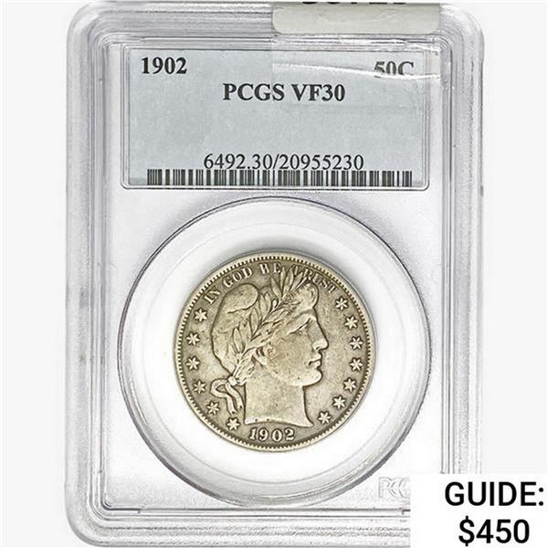 1902 Barber Half Dollar PCGS VF30