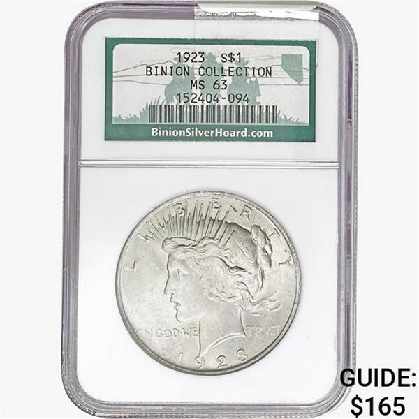 1923 Silver Peace Dollar NGC MS63