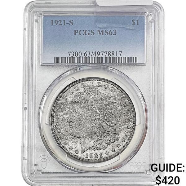 1921-S Morgan Silver Dollar PCGS MS63