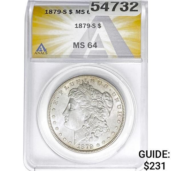 1879-S Morgan Silver Dollar ANACS MS64