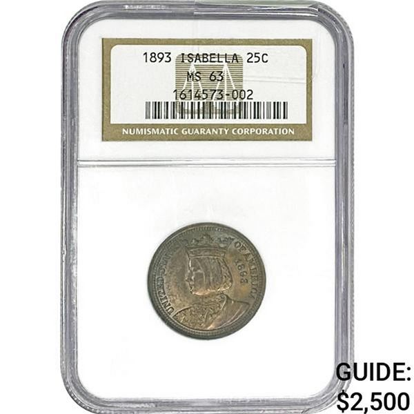 1893 Isabella Silver Quarter NGC MS63