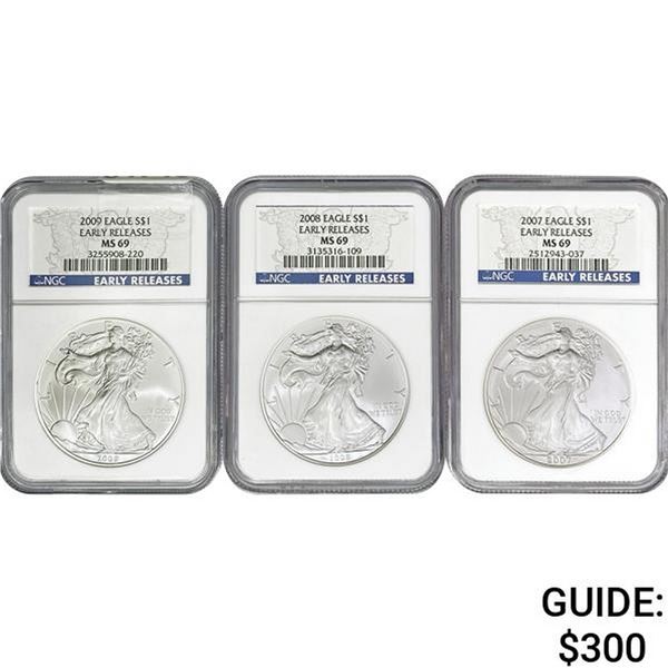[3]2007-2009 Silver Eagle NGC MS69 Early Releases