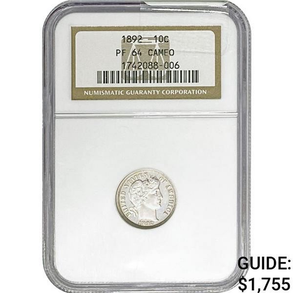 1892 Barber Dime NGC PF64 CAMEO
