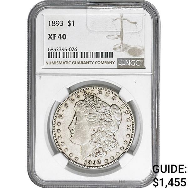 1893 Morgan Silver Dollar NGC XF40