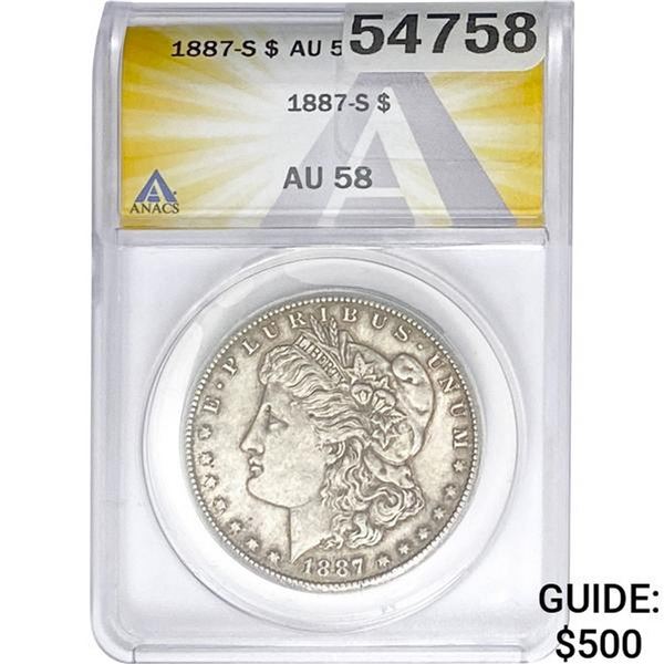 1887-S Morgan Silver Dollar ANACS AU58