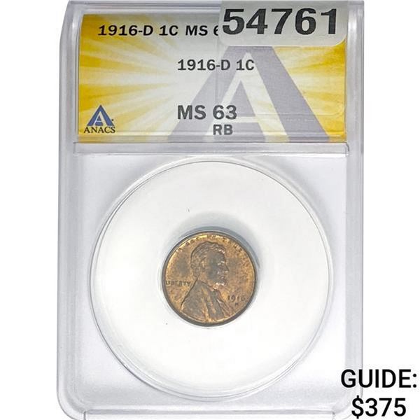 1916-D Wheat Cent ANACS MS63 RB