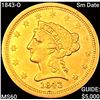1843-O Sm Date $2.50 Gold Quarter Eagle UNCIRCULATED