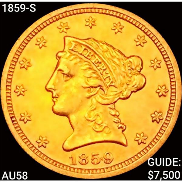1859-S $2.50 Gold Quarter Eagle CHOICE AU