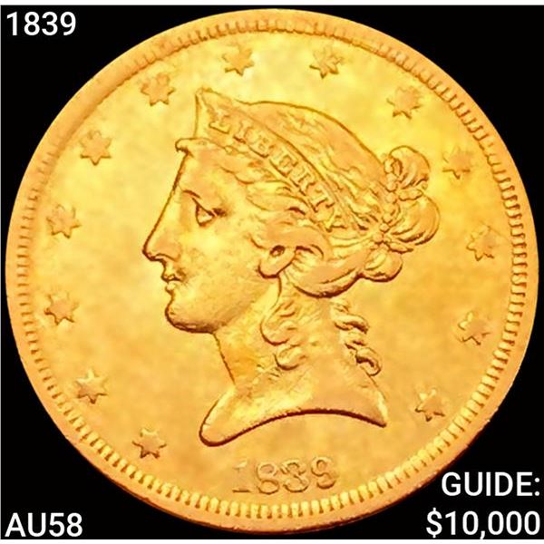 1839 $5 Gold Half Eagle CHOICE AU