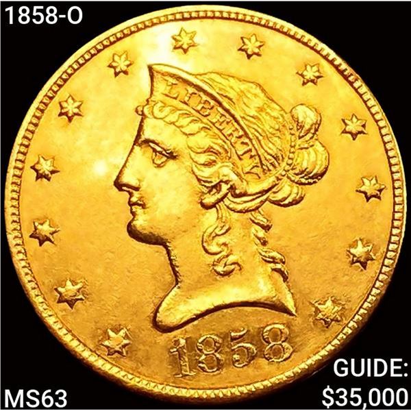 1858-O $10 Gold Eagle CHOICE BU