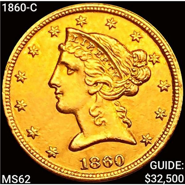 1860-C $5 Gold Half Eagle UNCIRCULATED