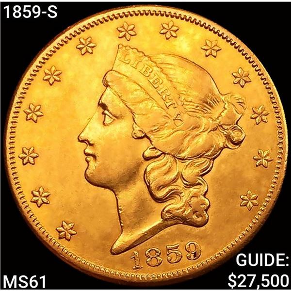 1859-S $20 Gold Double Eagle UNCIRCULATED