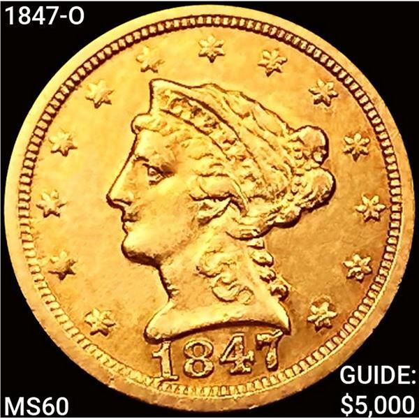 1847-O $2.50 Gold Quarter Eagle UNCIRCULATED