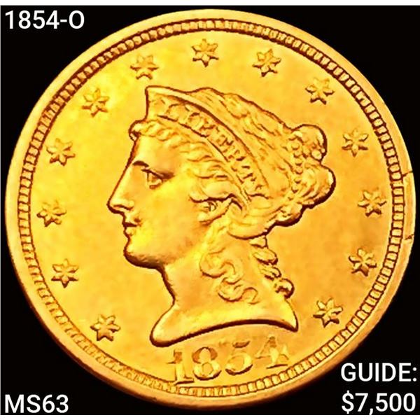 1854-O $2.50 Gold Quarter Eagle CHOICE BU