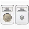 Image 1 : 1922, 1940 Peace Dollar and Mercury Dime Lot; Old Holders NGC MS64/66